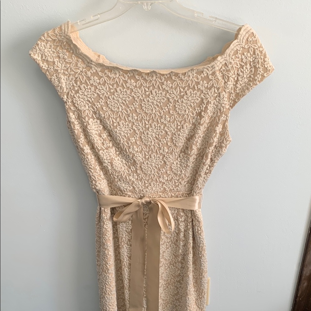 Champagne Lace Off- Shoulder Dress